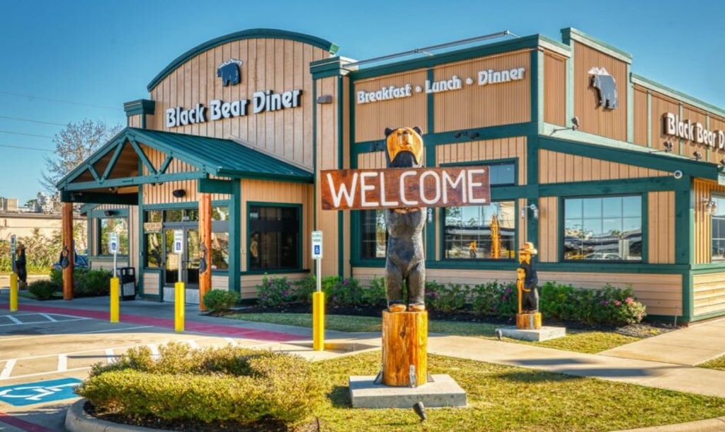 Blackbear Diner’s storefront features its iconic bear statue, welcoming guests to dine in. Credit: Paul Easley via Facebook
