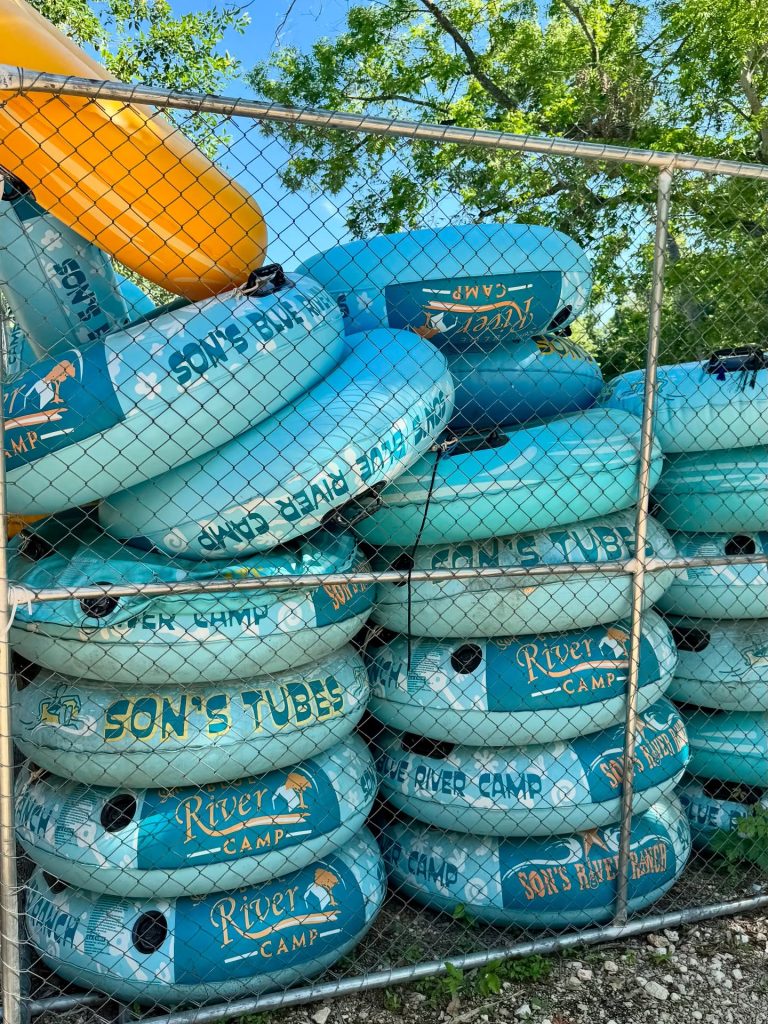 These are some of the tubs (aka donuts or biscuits) that tubers can rent from outfitters in the area. Credit: @inandaroundnbtx via Instagram