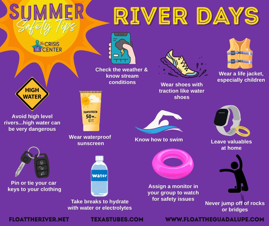 Essential river tubing safety tips to keep your tubing adventure fun, easy, and worry-free.Credit: The Crisis Center via Facebook
