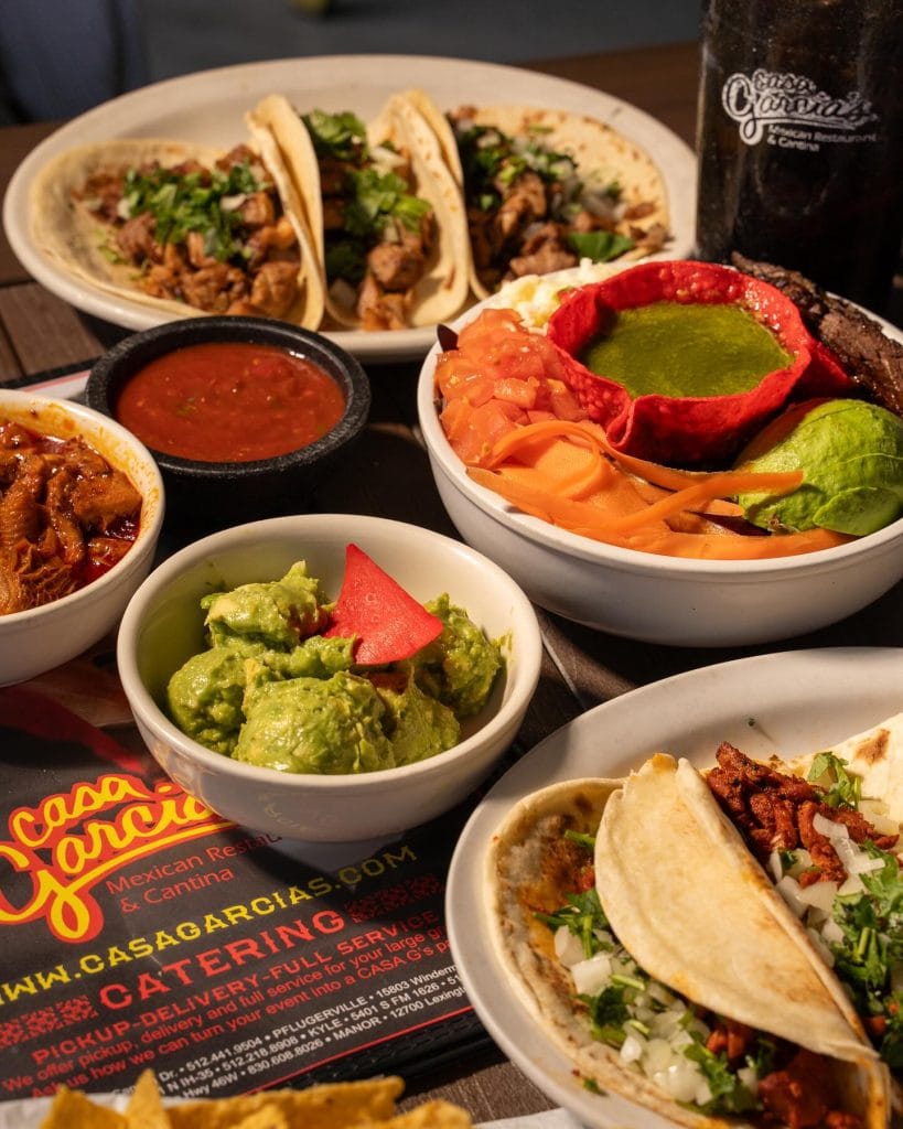 A table full of Mexican favorites, from tacos to classic plates, at Casa Garcia’s. Credit: @thecasagarcias via Instagram