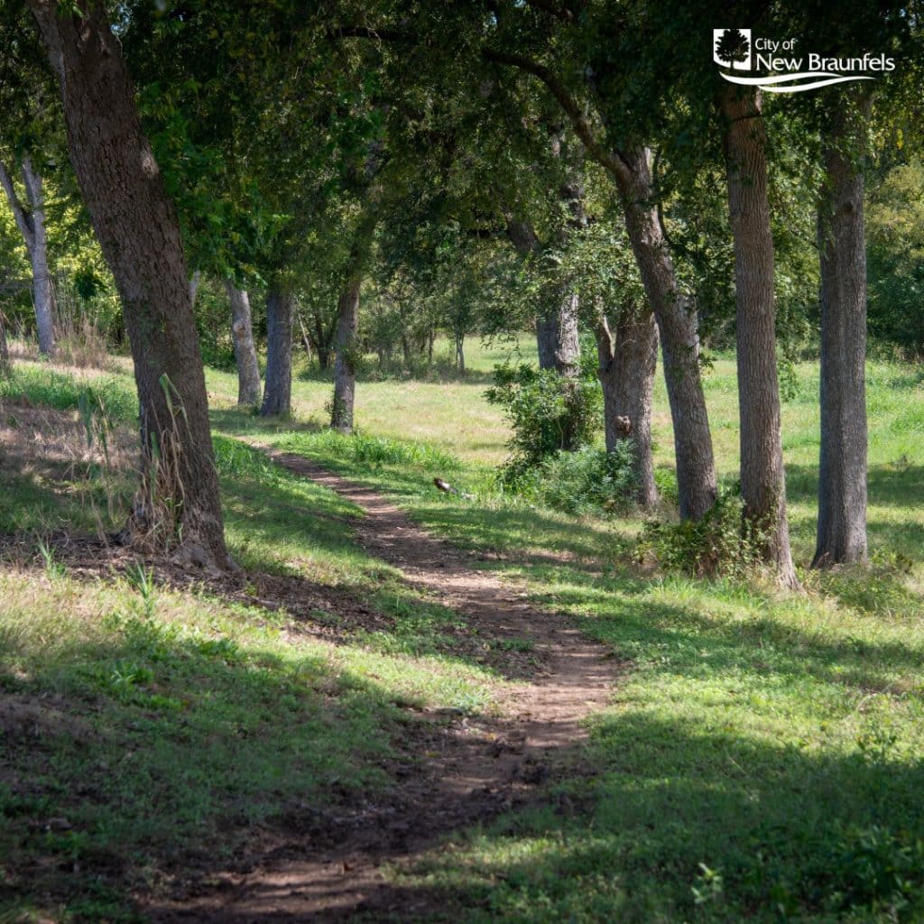 A quiet pathway along the Dry Comal Creek Trail. Credit: @nbparksandrec via Instagram