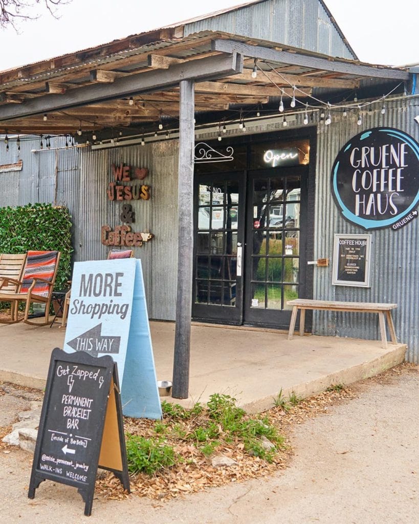 Step into Gruene Coffee Haus, where historic charm meets great coffee and treats. Credit: @sunshinetiendashop via Instagram