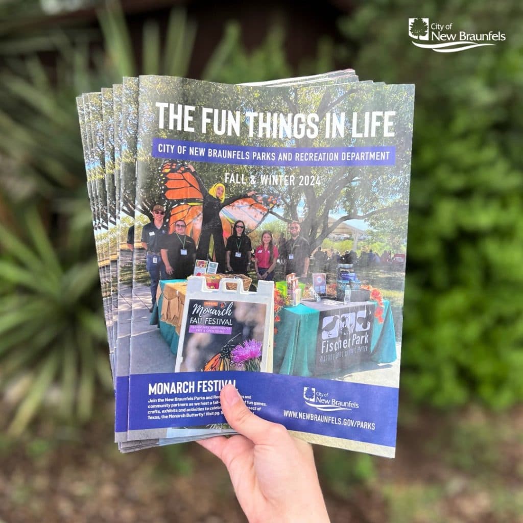 The Fall/Winter activity guide from New Braunfels Parks & Recreation highlights community programs, including wildlife watching and conservation efforts. Credit: @nbparksandrec via Instagram