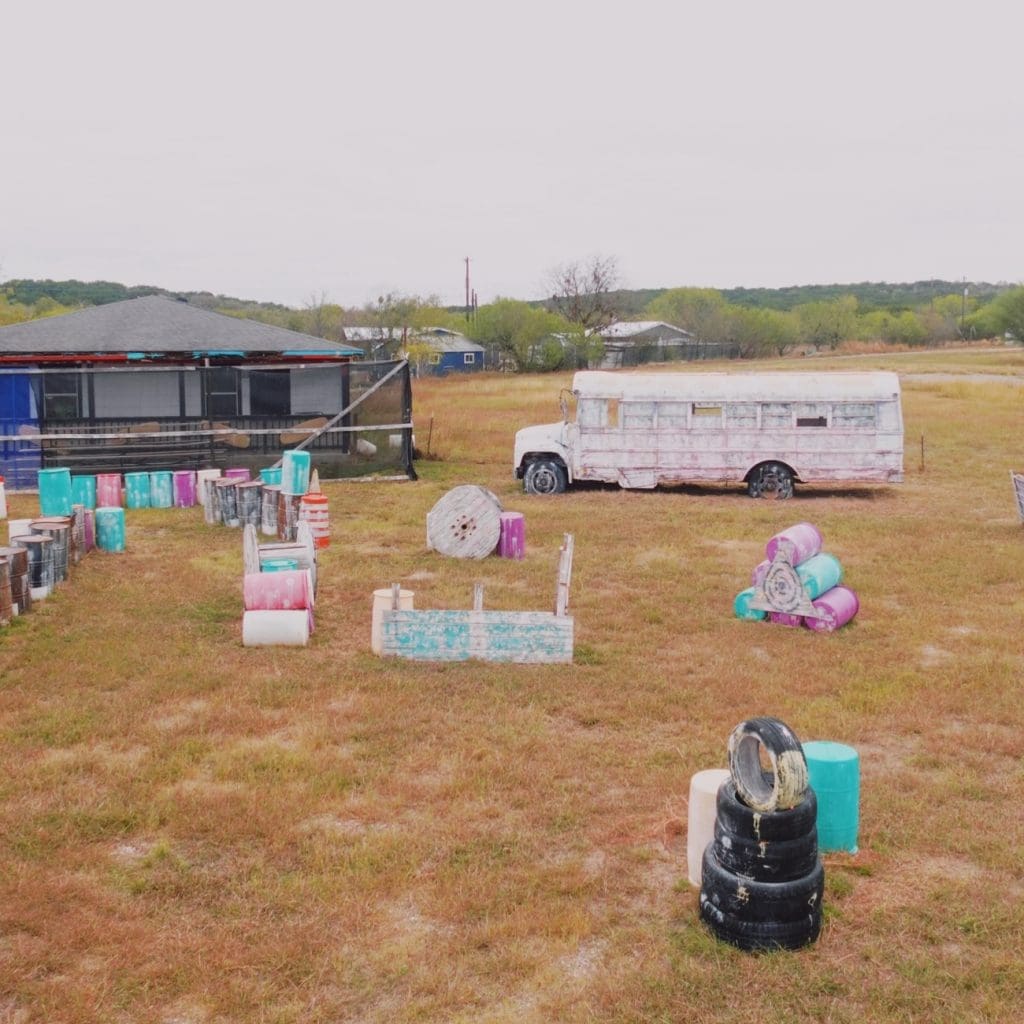 A glimpse of the action-packed paintball course at Texas Ski Ranch, perfect for friendly competition. Credit: @texasskiranch via Instagram