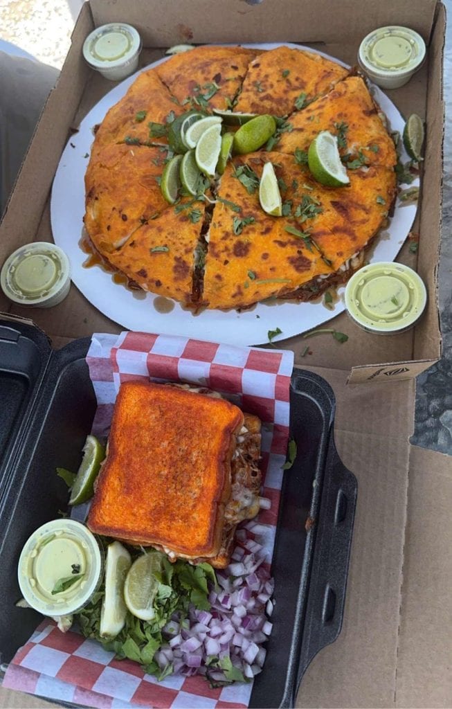 Two ways to enjoy birria: the Pizzadilla and Melt, served fresh at Tejas Birria. Credit: u/No-Spread-4261 via r/austinfood