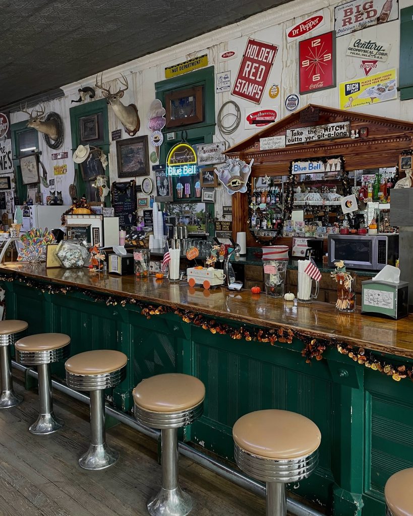 At Bandera’s charming General Store, locals and visitors alike savor Bluebell ice cream and classic fountain sodas, served with small-town nostalgia at the round barstools. Credit: @banderatexas.cowboycapital via Instagram
