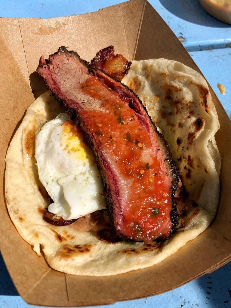 Texans don’t mess around with breakfast tacos, and a brisket-filled one proves it.