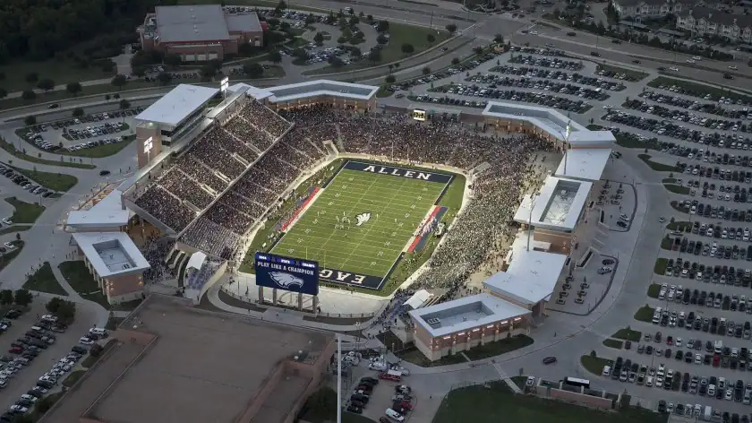 High school football in Texas is big, and nowhere is that clearer than Eagle Stadium in Allen, packed for one school’s epic Friday night showdown.