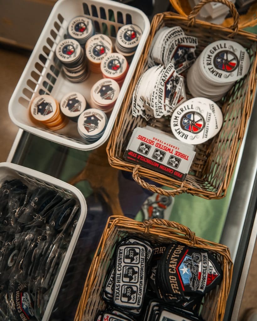 Grab stickers, patches, and other merch at Frio Canyon Motorcycle Stop & Bent Rim Grill—perfect souvenirs from the Twisted Sisters Loop. Credit: @friocanyonmotorcyclestop via Instagram
