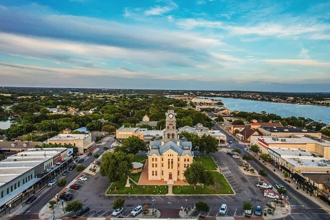 From above, Granbury Square looks like a postcard—tree-lined streets, vintage storefronts, and the iconic courthouse anchoring the scene. Credit: @granburysquare via Instagram
