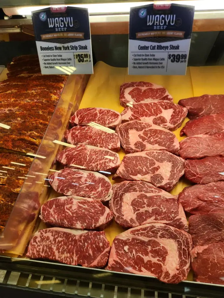Seeing Wagyu ribeye like this at H-E-B explains why Texans swear by their hometown grocery. Credit: u/randy31 via r/steak