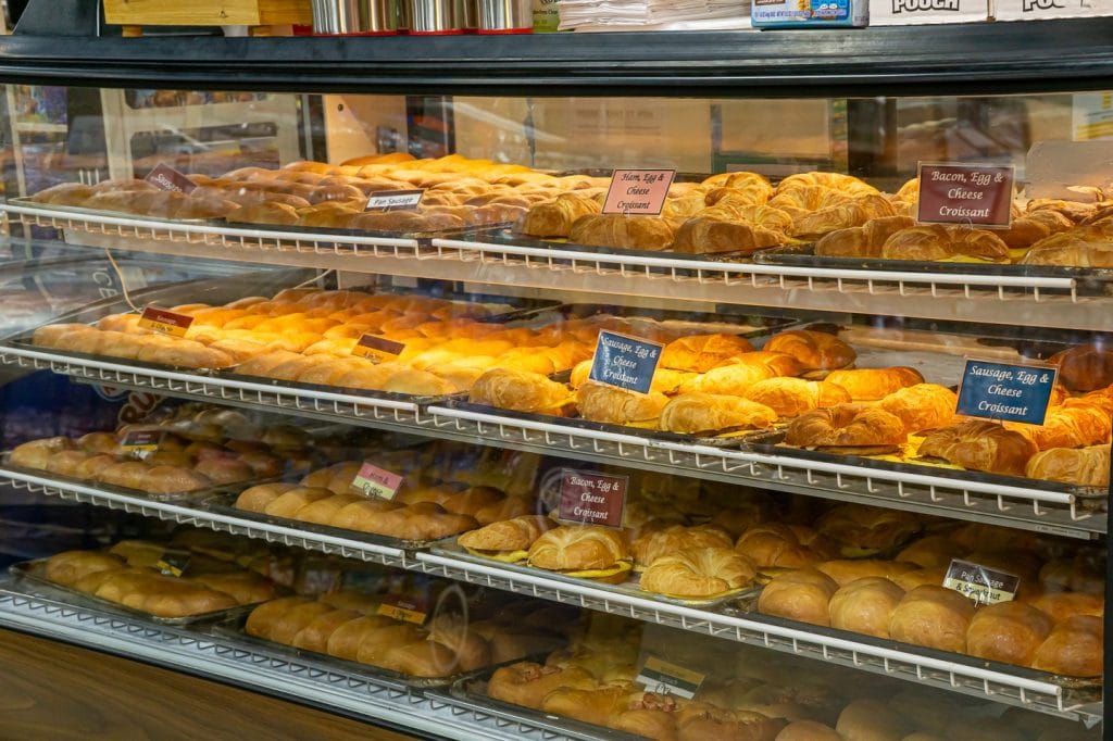 Hruška’s Bakery offers an impressive variety of kolache flavors, all lined up fresh in the display case. Credit: @hruskasbakery via Instagram