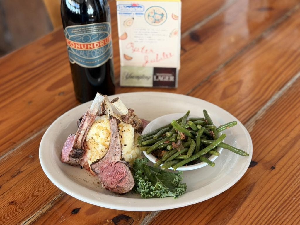 Lamb chops with creamy garlic mashed potatoes and steamed broccoli—Stingaree Restaurant & Marina nails the surf-and-turf experience. Credit: @stingareerestaurant via Instagram