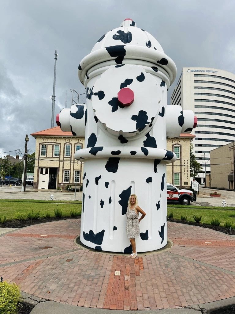Spotted in Beaumont: the world’s largest fire hydrant, dressed up like a Dalmatian. Credit: Vanida Sanguanruang via Facebook