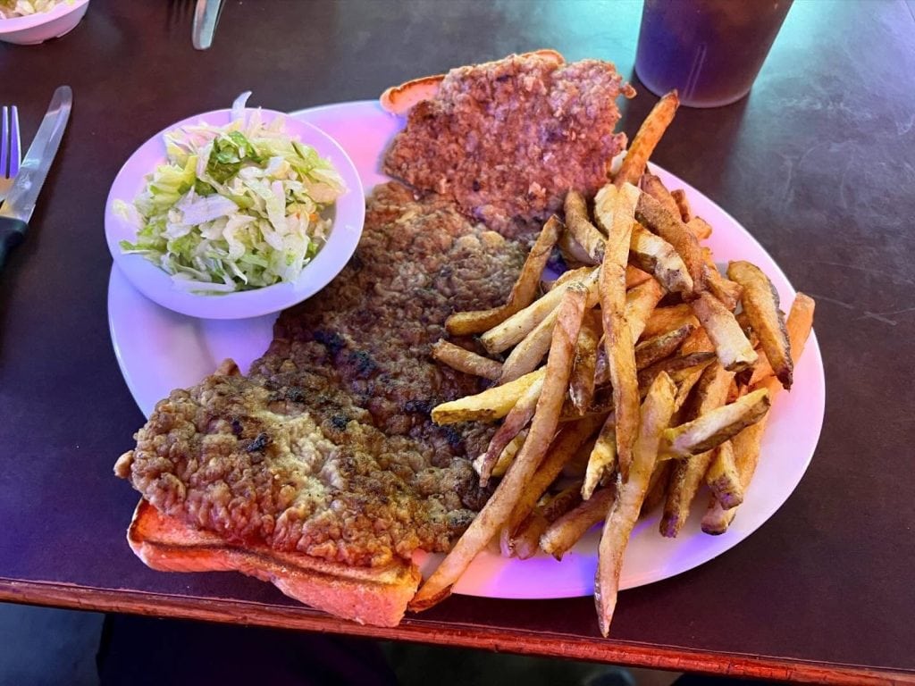 You haven’t truly dined Texas-style until you see Mary’s Cafe’s oversized chicken-fried steak—enough to share… or not. Credit: @marklowry via Instagram