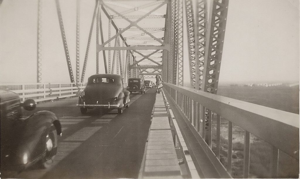 Here's an early view of the famous (and kind of scary) "Rainbow Bridge" in Port Arthur, which was built in 1936-1938 to allow a U.S. Navy ship to pass under it. Credit: @traces_of_texas via Instagram