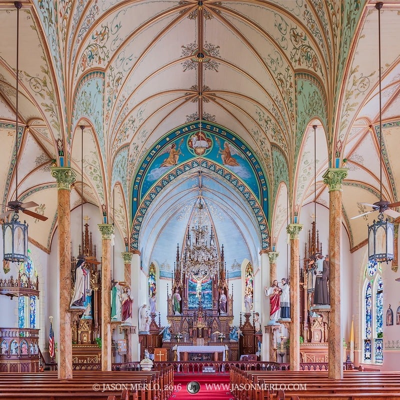 St. Mary’s Church, a German-immigrant masterpiece where simple walls guard a symphony of painted beauty. Credit: @friends_thc via Instagram
