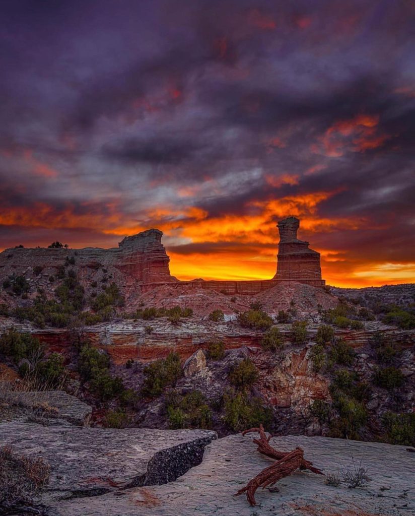 Palo Duro Canyon at sunset feels almost unreal—layers of color fading into the horizon. Credit: @instagramtexas via Instagram