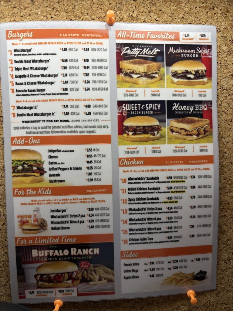 The Whataburger menu was already massive in 2021; imagine how big it is now.