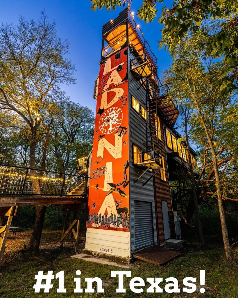 The Air Castle—Texas’s #1 most-wished-for Airbnb. Fairytale vibes, perched in nature, and absolutely unreal in person. Credit: @highpointtreehouses via Instagram