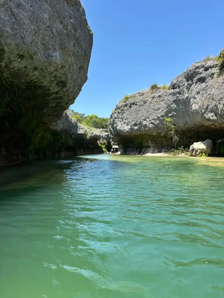The swimming area at the Blanco River Narrows—cool, refreshing waters tucked between towering rock formations. Credit: u/19TowerGirl89 via r/CampingandHiking