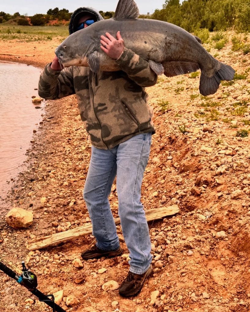 Absolutely massive catfish caught while fishing at Lake Theo in Caprock Canyons State Park. Texas-sized, obviously. Credit: @caprockcanyonsstatepark via Instagram
