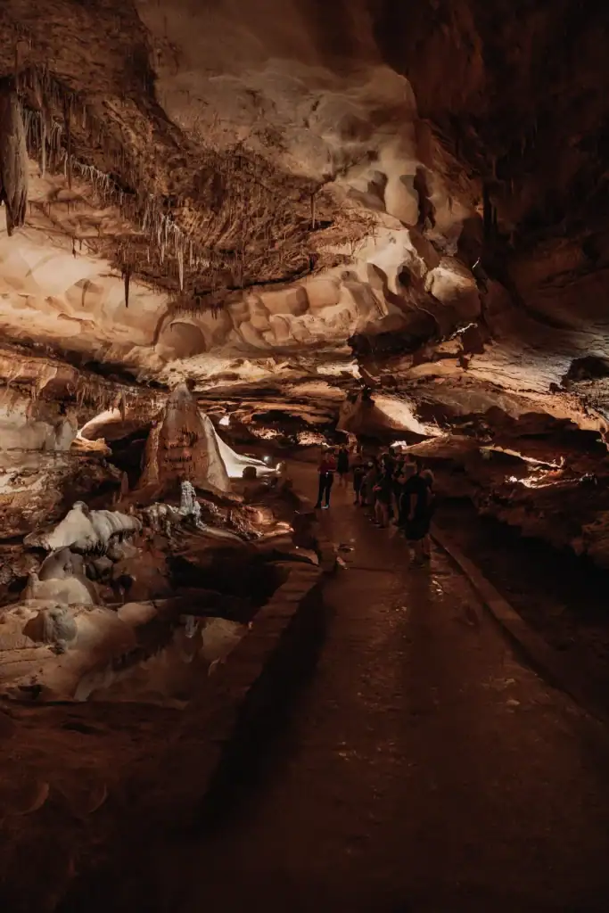 Visitors exploring Inner Space Cavern on the Adventure Tour—an easy, well-lit, and fully paved path—make this cavern accessible to all. Credit: u/Iamtheonlyho via r/Austin