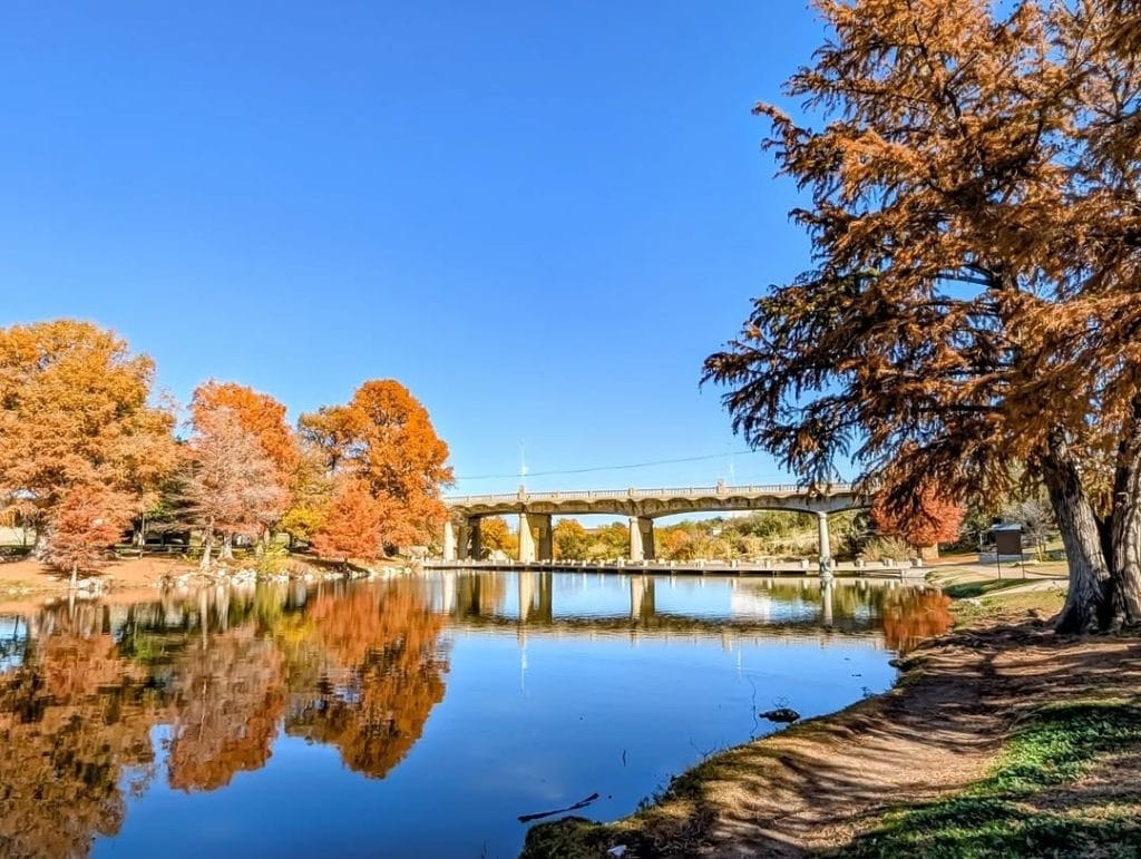 Scenic stretch of the Concho River Walk along the Concho River in San Angelo. Credit: @sharingsanangelo