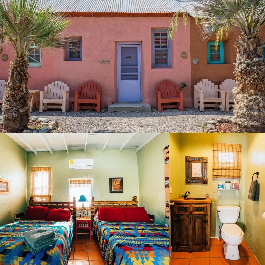 Inside the Dos Amigos cabin—Mexican-themed, cozy, rustic, and perfect for up to four guests. Credit: @chinatihotsprings via Instagram