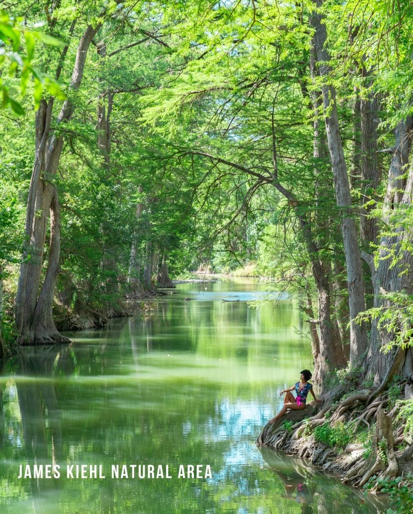 James Kiehl Natural Area in Comfort, Texas, offers peaceful nature views, shady trees, and calming waters—one of the many relaxing escapes in this aptly named town. Credit: @mycurlyadventures_ via Instagram