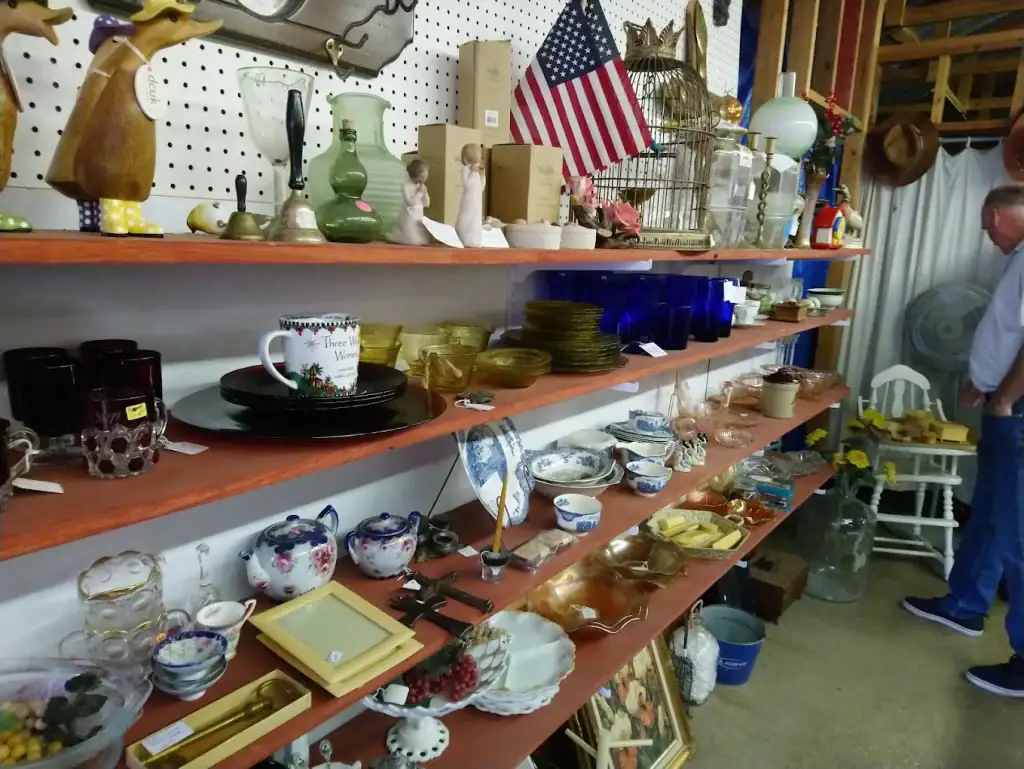 Antiques, dishes, and charming trinkets everywhere at Wimberley Market Days — a beloved Hill Country market where you can browse handcrafted goods and vintage treasures under the Texas sky. Credit: Dennis Huey