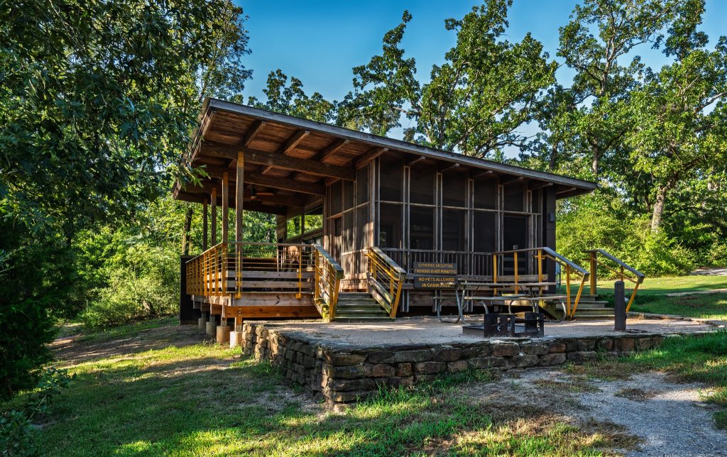 One of the cabins at Fort Boggy State Park—ideal for groups or for those who prefer a roof over primitive camping. Credit: Jim Holland via Facebook