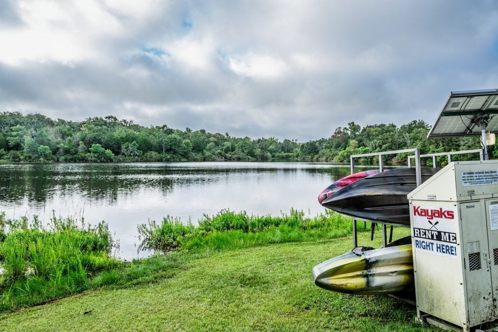 Another view of Fort Boggy’s calm lake, where visitors can rent kayaks and enjoy an easy paddle. Credit: Jim Holland via Facebook