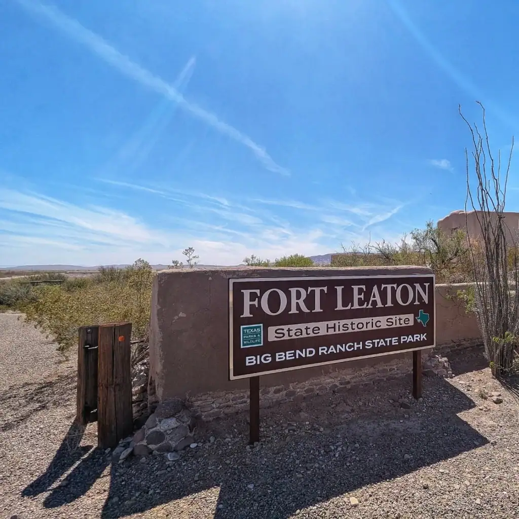 Signage leading to Fort Leaton State Historic Site, located within Big Bend Ranch State Park. Credit: @mykelbyron via Instagram