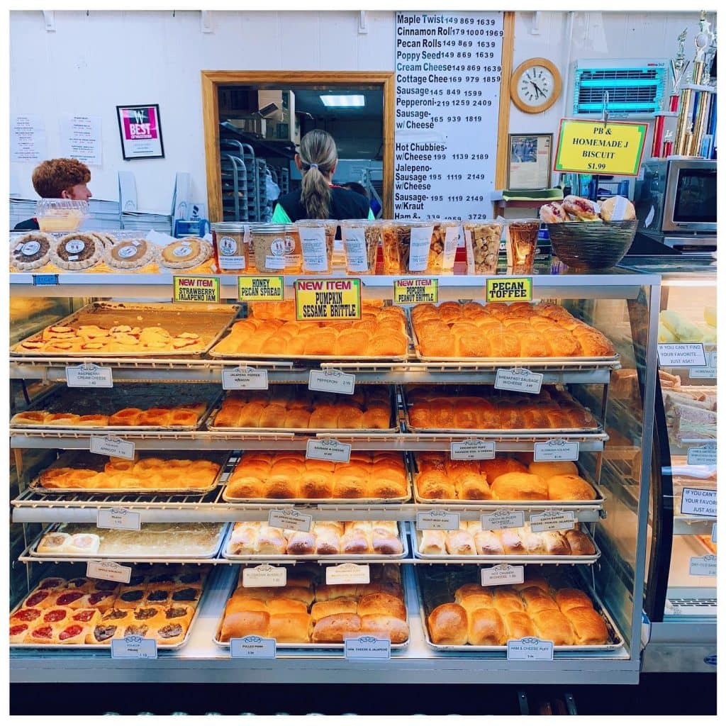 Fresh-baked kolaches and pastries at Czech Stop—a gas station that’s basically a Texas food landmark. Credit: @dallassites101 via Instagram