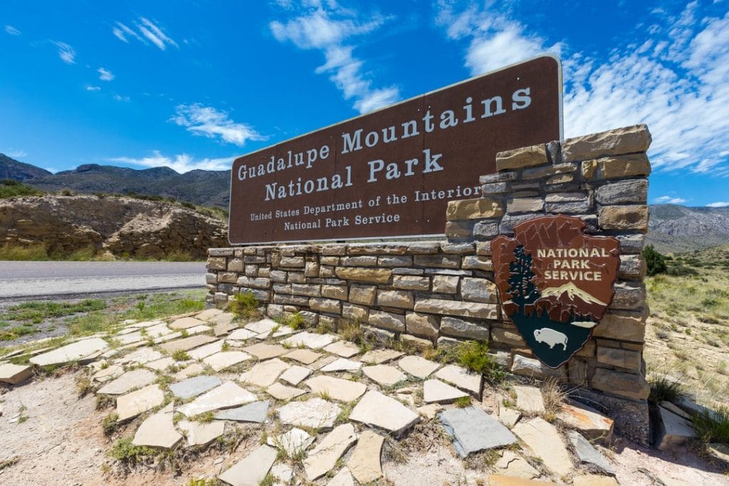 The iconic Guadalupe Mountains National Park sign marks the gateway to one of Texas’s most rugged and scenic natural wonders. Credit: @texashappens via Instagram