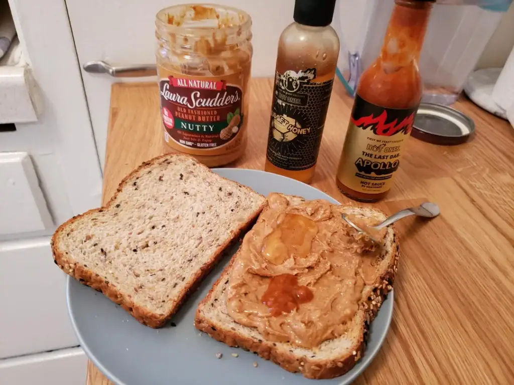 Hot sauce on a PB&J sandwich. Texans are truly unhinged. Credit: u/bjlwasabi via r/hotsauce