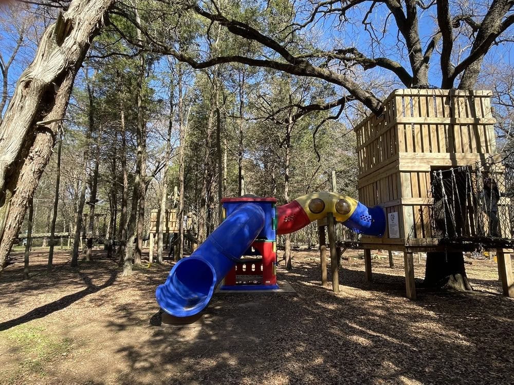 A colorful slide in the Out On A Limb area adds extra fun for younger guests. Credit: Jadine R.