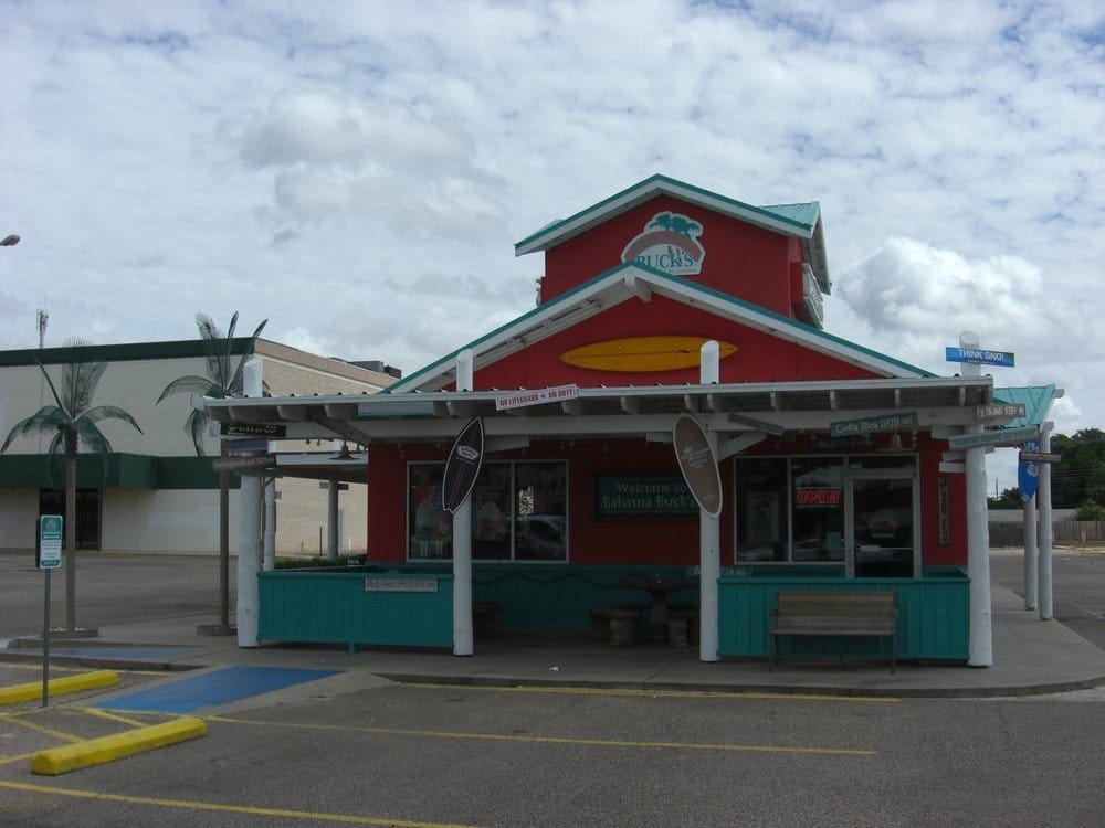 The colorful façade of Bahama Buck’s bursts with tropical design, instantly setting a fun island vibe. Credit: Adrian S.