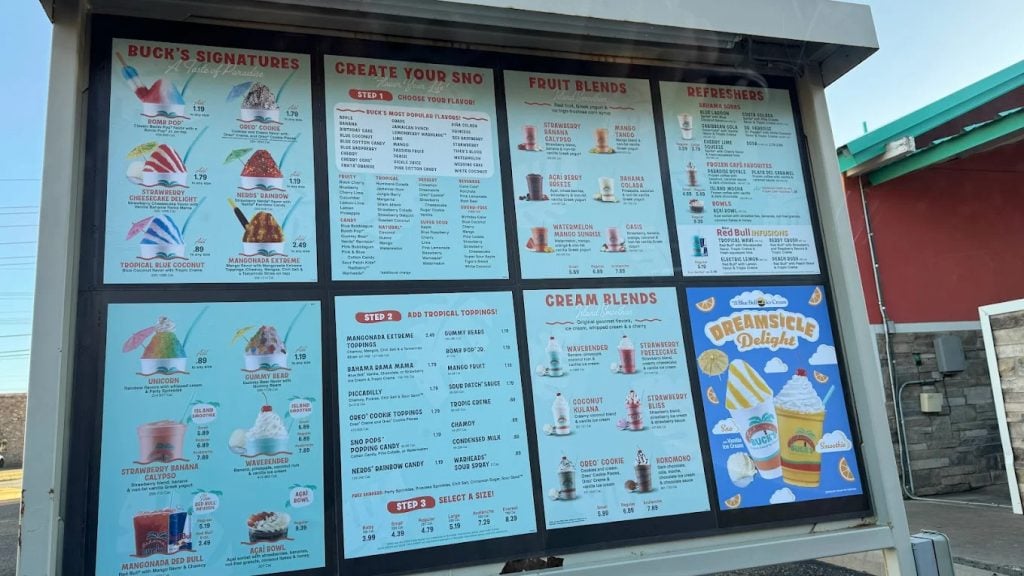 The huge menu offers signature flavors, but guests can also create their own sno masterpiece. Credit: Mari Adventures