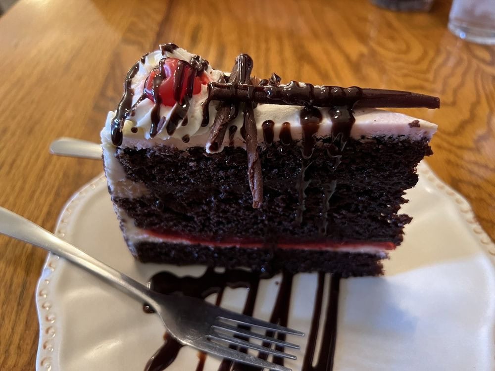A slice of Black Forest cake proves desserts here are just as irresistible as the mains. Credit: Erika S.