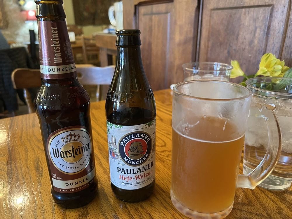 Bottles of German beer showcase the wide variety available at Der Lindenbaum. Credit: Erika S.