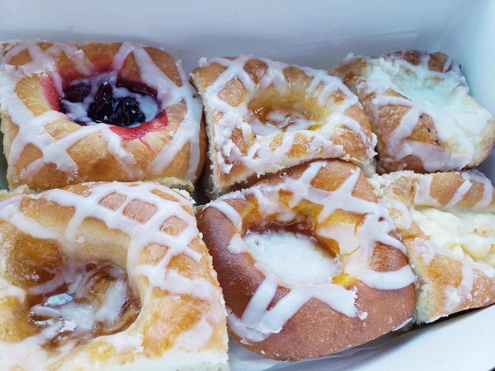 Kolaches are a specialty here, with boxes featuring different flavors to enjoy. Credit: Adam L.