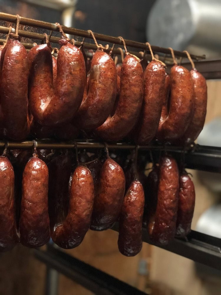 A close look at the beef link sausages shows why they’re a local favorite. Credit: Luling City Market