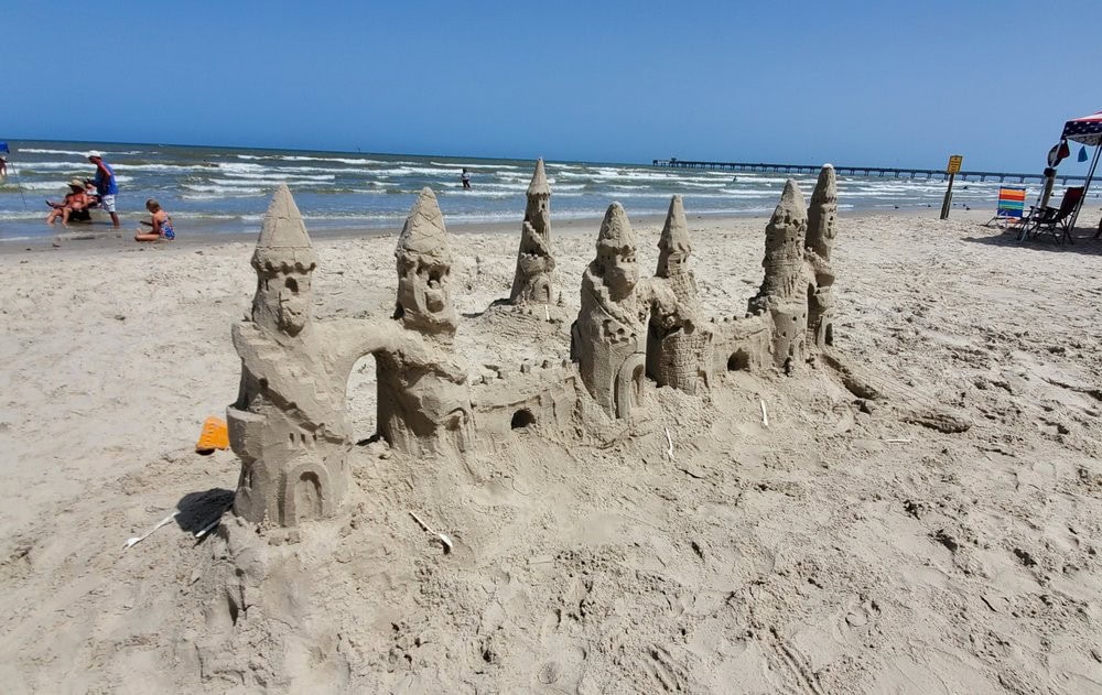 In nearby Port Aransas, you can hire sandcastle experts to teach you how to build masterpieces. Credit: Kathy M.