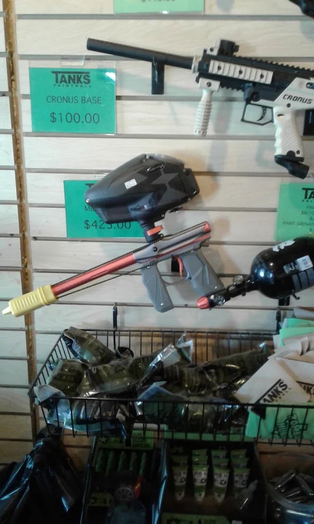 Paintball guns and gear are available for purchase, letting players upgrade or take home souvenirs. Credit: Dishod Shelton