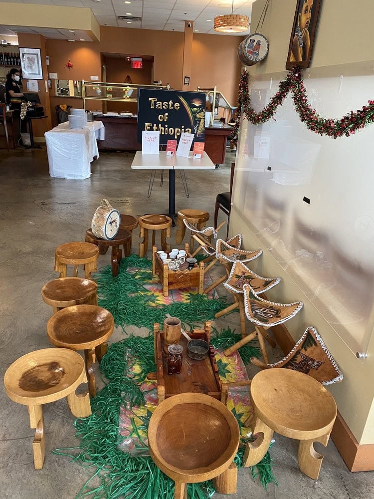 A Buna Ceremony setup showcases the Ethiopian tradition of serving coffee to family and guests. Credit: Bhagyashree B.