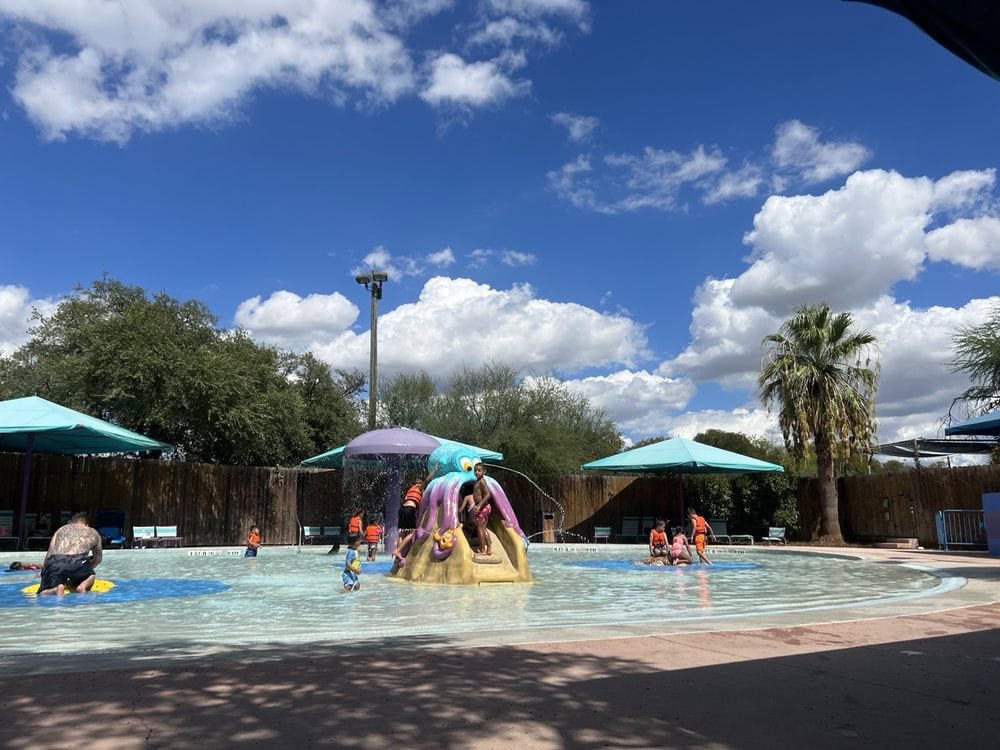 Kiddie pools feature shallow water and mini slides for the youngest guests. Credit: Phuong C.