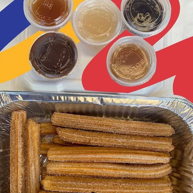 Churros with five dipping sauces, from Nutella to caramel, make every bite customizable and fun. Credit: ChurroStar