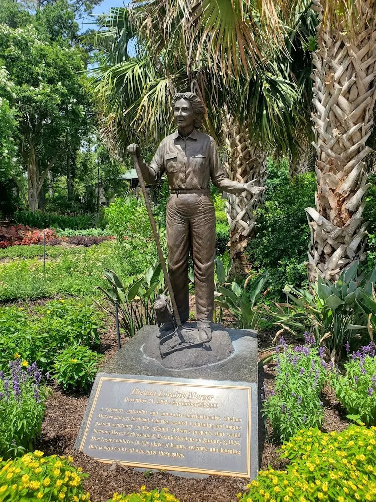 A statue of Thelma Loraine Mercer honors one of the garden’s devoted cultivators. Credit: Moonchild